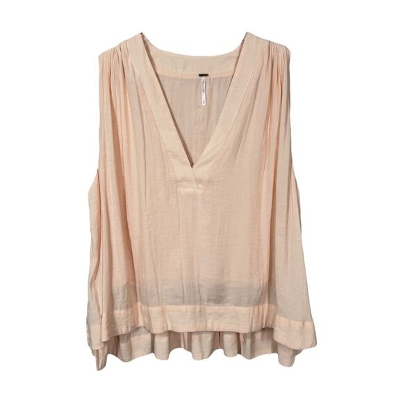 Free People Darcy Super V Top Pearl XS Sleeveless Oversized Pleated Boho Casual - Picture 3 of 8